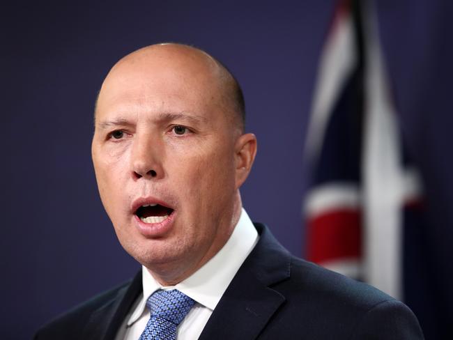 SYDNEY, AUSTRALIA - NOVEMBER 22: Home Affairs Peter Dutton speaks during a press conference on November 22, 2018 in Sydney, Australia. The Federal Government is considering changes to allow Australian-born extremists to be stripped of their citizenship if they are entitled to citizenship in another country. (Photo by Cameron Spencer/Getty Images)