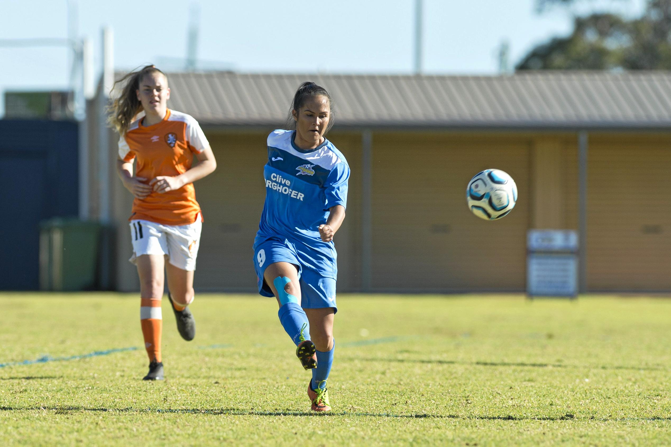 Jess Fry for South West Queensland Thunder against BRFC/NTC in NPL Queensland women round 25 football at Highfields FC, Saturday, August 18, 2018. Picture: Kevin Farmer