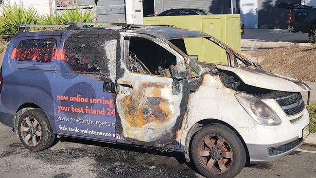 <font><font>Macarthur Pets van allegedly firebombed on Central Hills Dr, Gregory Hills. </font><font>Picture: Macarthur Pets</font></font>