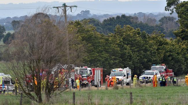 The scene where an aircraft crashed in Clyde North. Picture: Jay Town