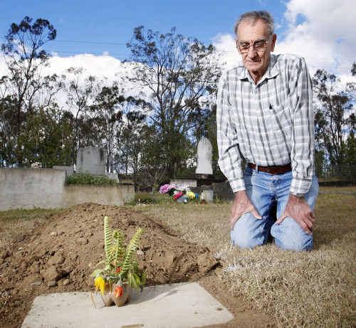 Ken Stark of Raceview is devastated that he is not allowed to be buried next to his wife at the Lowood General Cemetery. . Picture: David Nielsen