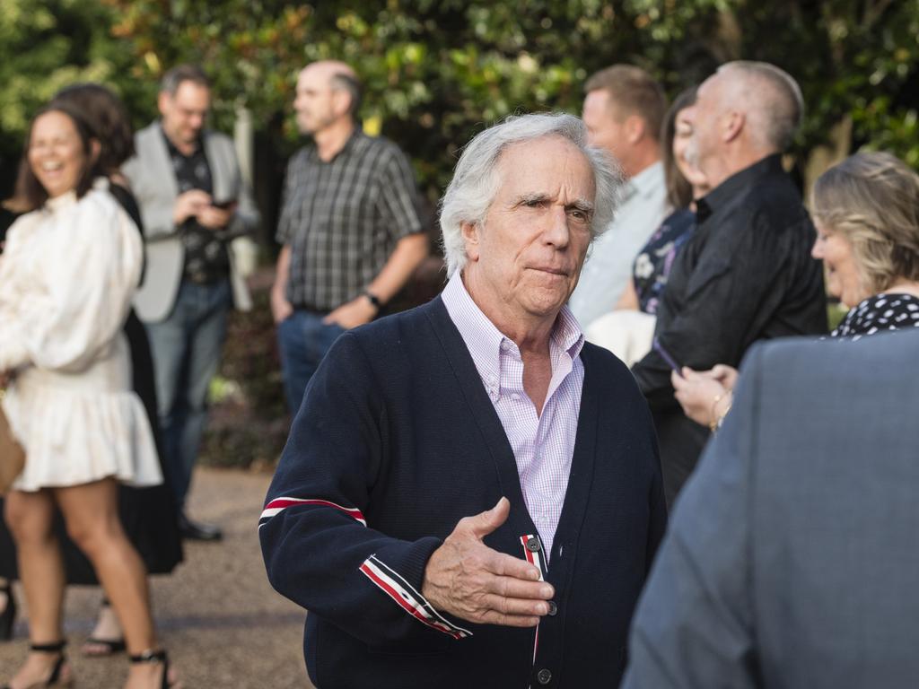 Happy Days star Henry Winkler talking with fans before speaking to a sold-out crowd at the Empire Theatre for Toowoomba Hospital Foundation's Tilly’s Legends at their Game, Saturday, February 10, 2024. Picture: Kevin Farmer