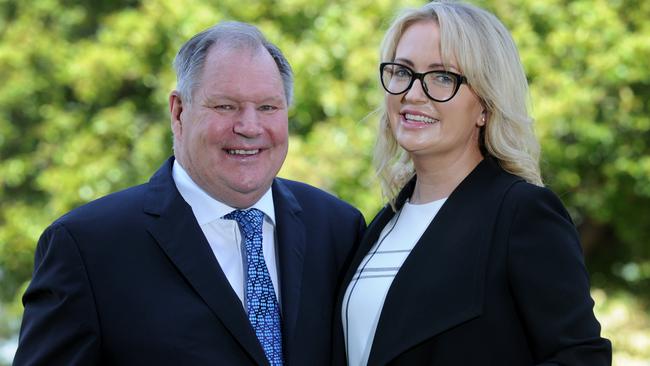 Lord Mayor Robert Doyle with wife Emma Page Campbell. Picture: Andrew Henshaw