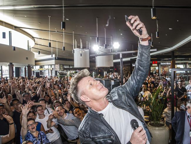 Gordon Ramsay takes a selfie with a large number of fans at Westfield Doncaster. Picture: Sarah Matray