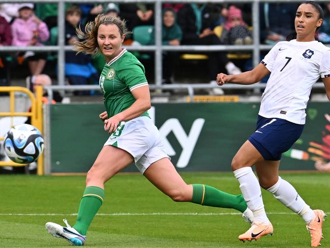 Ireland striker Kyra Carusa will be hard to handle for the Matildas. Picture: Charles McQuillan/Getty Images