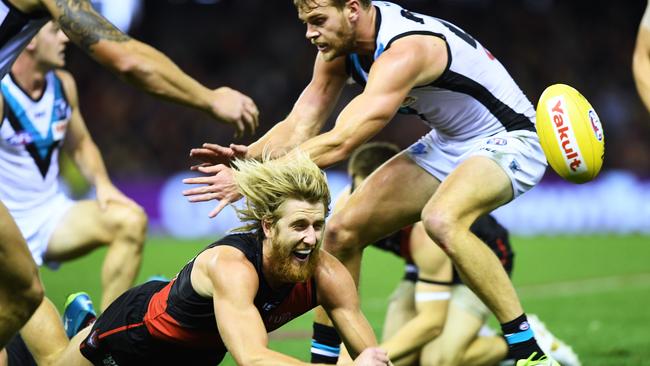 Dyson Heppell leads by example against Port Adelaide. Picture: Mark Brake/Getty Images)