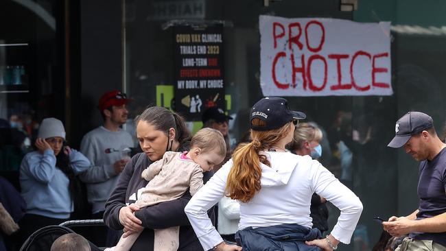 The group had signs that said ‘Pro Choice’. Picture : NCA NewsWire / Ian Currie