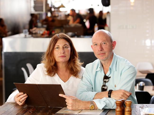 Tick allergy sufferer Janelle Williams and her husband Stefan at Ground Zero cafe, Manly. Picture: Troy Snook