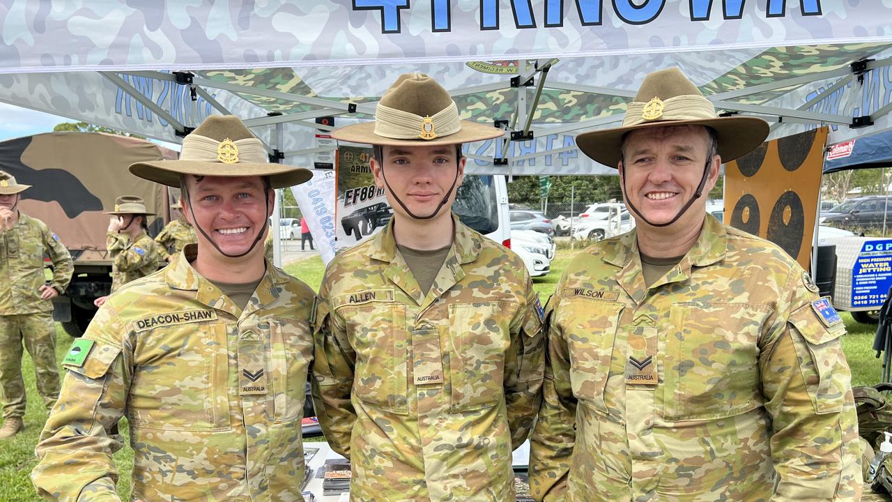 Brent Deacon-Shaw, Liam Allen and John Wilson (left to right) encouraged members of the Tweed shire to get involved in the army.