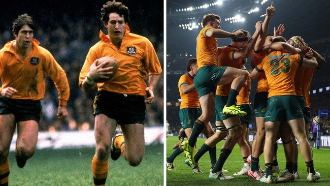 1984 Wallabies and current Wallabies side-by-side