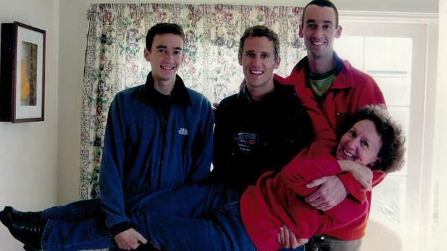 Franca with her sons Simon, Nick, and Alex.