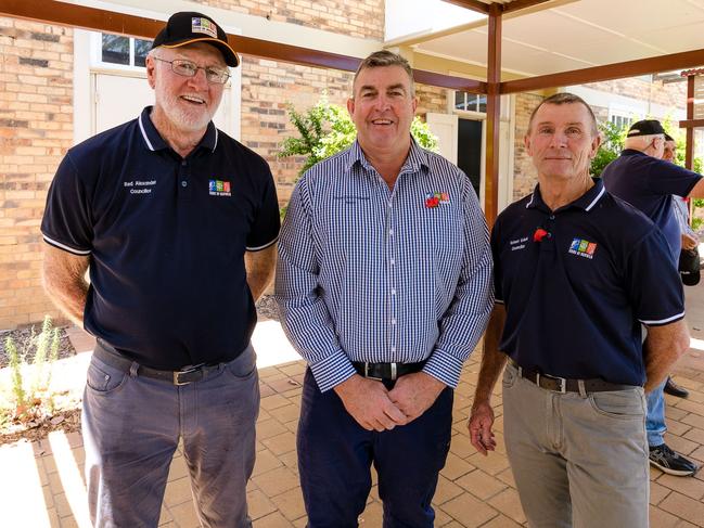 (Left to right) Murweh Shire Council Councillor Red Alexander, Mayor Shaun Radnedge and Councillor Robert Eckel at the Charleville RSL Remembrance Day service.