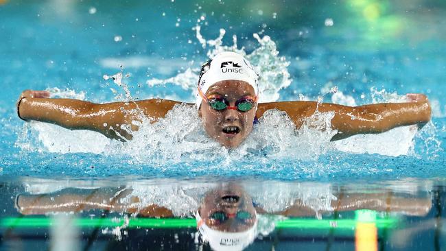 Australia’s Abbey Connor competes in the women’s 200m butterfly final during the Australian Swimming Trials. (Photo by David Gray)