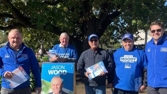 LaTrobe federal Liberal MP Jason Wood and supporters in Berwick.