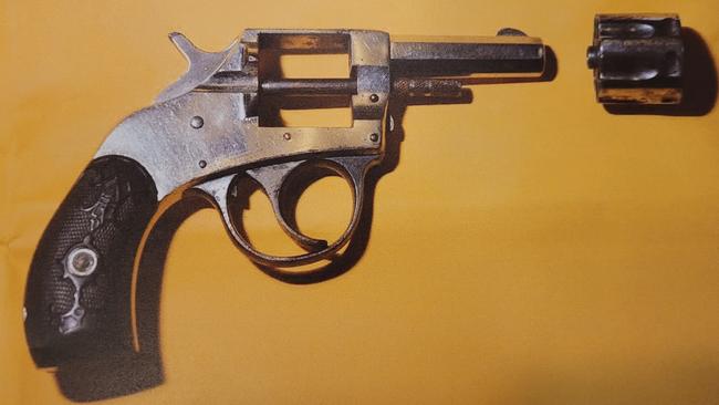 Images of a revolver tendered during the trial of eight accused charged with the murder of Jason De Ieso. Picture: Supplied