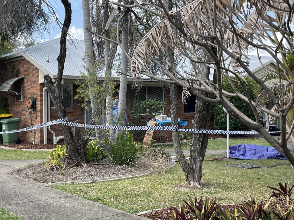 Police at the scene of an alleged murder in Caboolture South. Picture: Shayla Bulloch