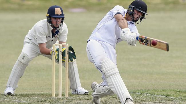 Pat Willach hits a six for Doutta Stars. Picture: Andy Brownbill