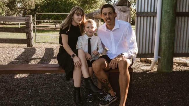 Samarah Davis with partner Dylan and son Hunter are living in terror at their Bundaberg public housing unit.