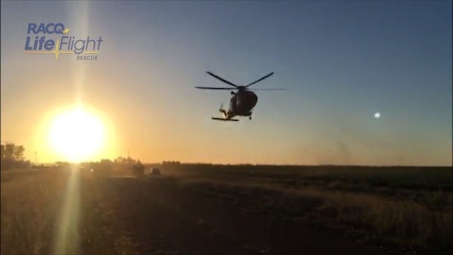 Patient airlifted from Gore Highway truck collision (RACQ LifeFlight)