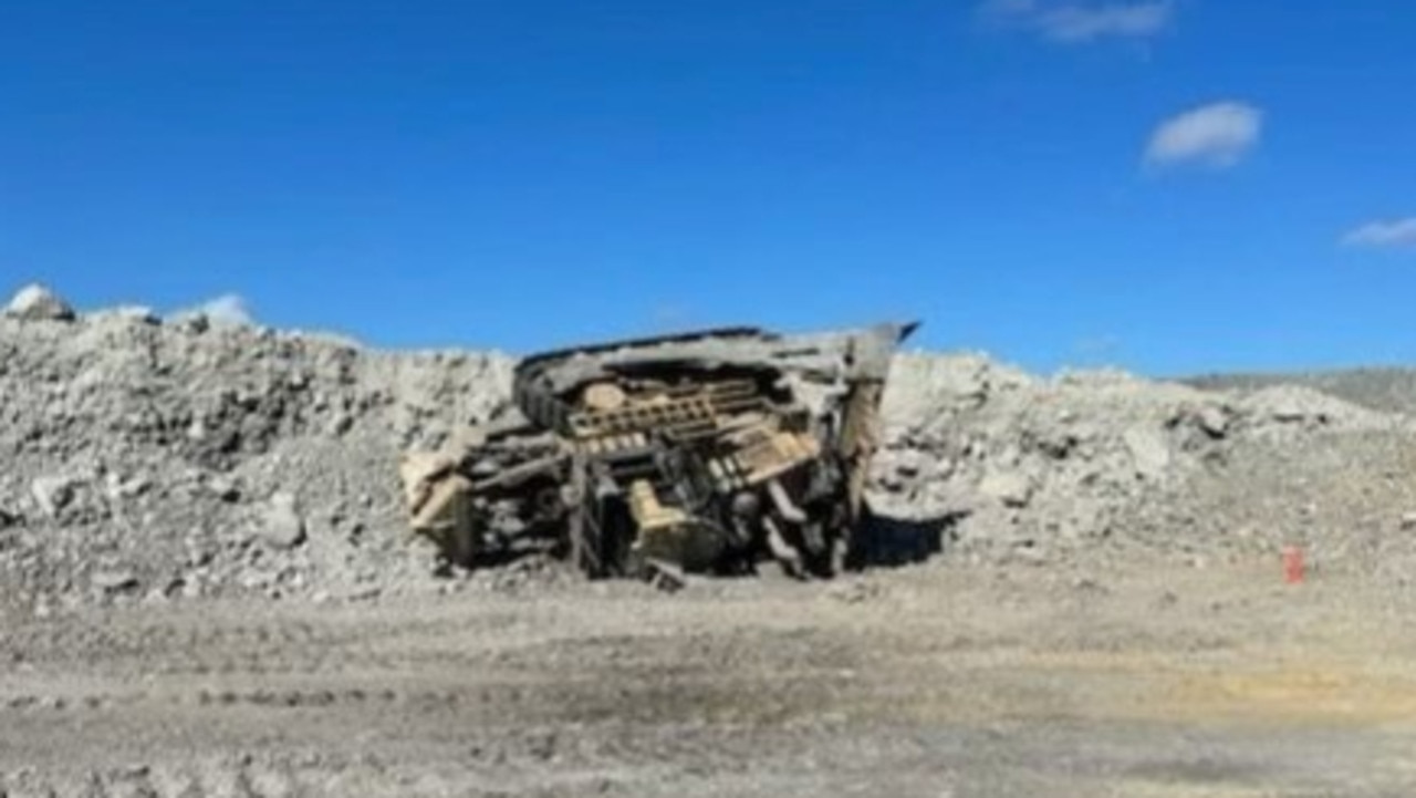 A dozer rollover at Isaac Plains mine. Picture: RSHQ