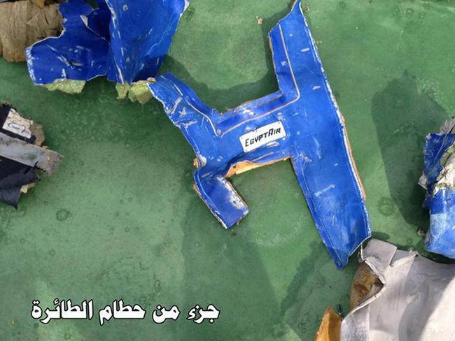 This picture posted on the official Facebook page of the Egyptian Armed Forces spokesman shows part of the wreckage from EgyptAir flight 804. Picture: Egyptian Armed Forces via AP