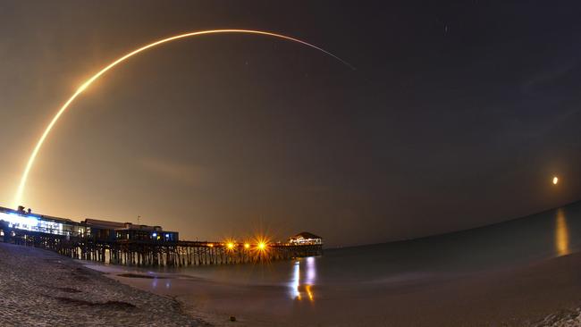 The launch of a SpaceX Falcon 9 rocket from Cape Canaveral, Florida. Picture: Malcolm Denemark/Florida Today via AP