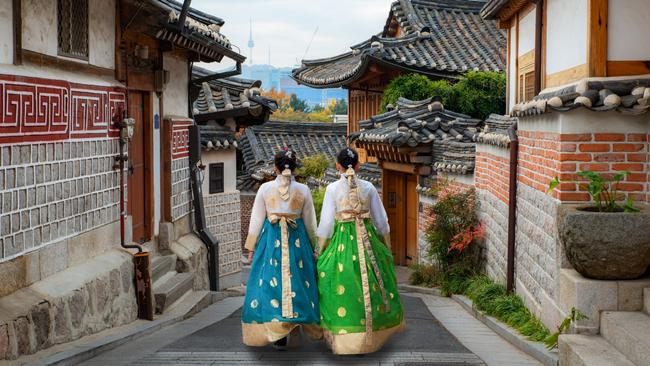 Traditional-style houses in Bukchon Hanok Village. Picture: Getty Images