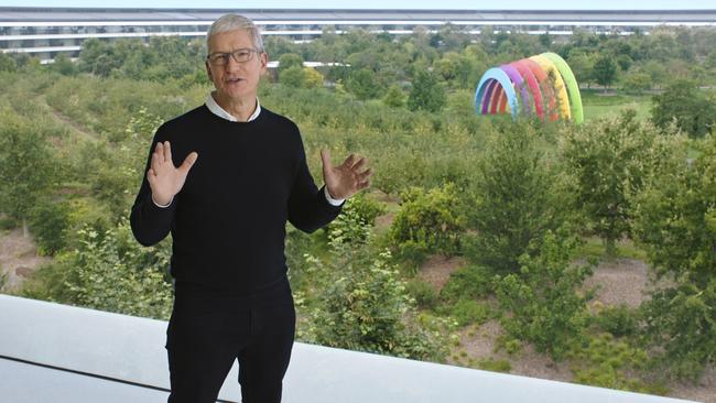 Apple CEO Tim Cook has painstakingly cultivated the company’s woke image. Picture: AFP