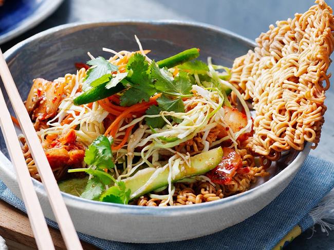 Crispy kimchi noodle salad.