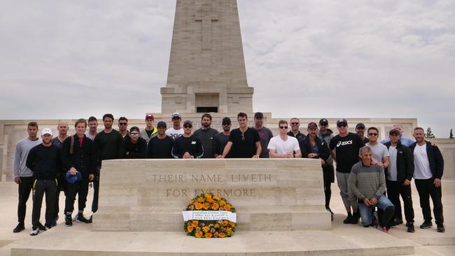 Australia’s World Cup cricket squad visited Gallipoli to pay their respects as a team.