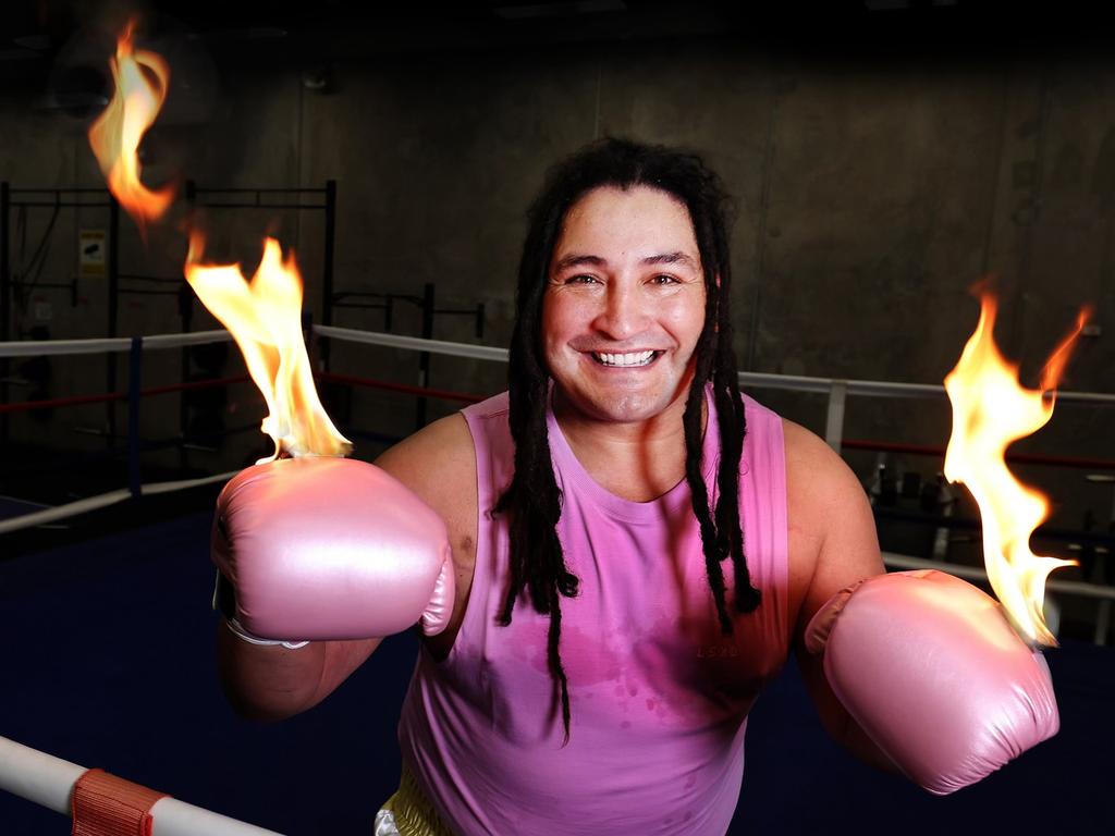 Saia ‘The Slayer’ Faingaa. The former Wallaby and Reds star is set to have his debut boxing match this month to raise money for breast cancer. Picture: Annette Dew