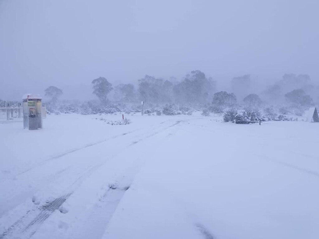 Snow at the Great Lake Hotel, Tasmania. Picture: Great Lake Hotel