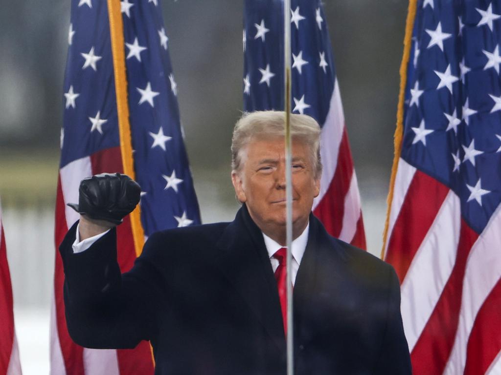 President Donald Trump speaks at the "Stop The Steal" Rally in Washington. Picture: AFP