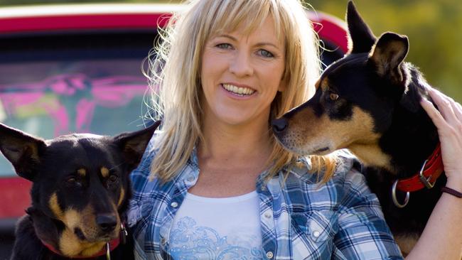 Author Rachael Treasure with her two Kelpies.