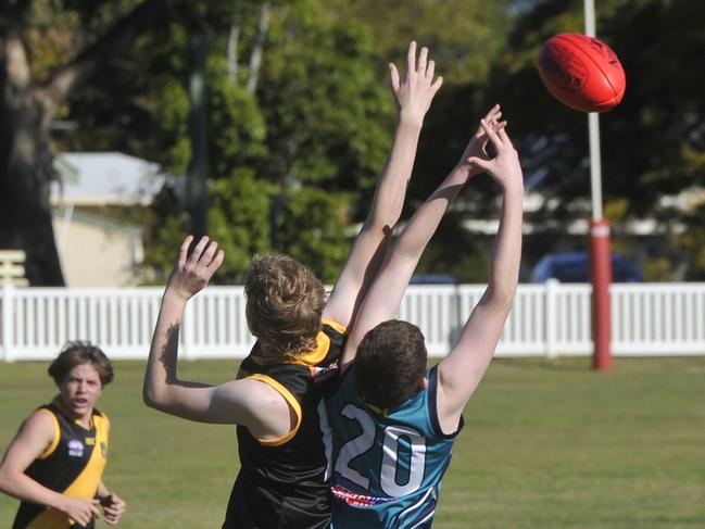 Action from the under-15 boys during the opening round of the AFL North Coast season between Grafton Tigers and Coffs Coast Breakers at Ellem Oval on Sunday, July 19, 2020. Photo: Mitchell Keenan