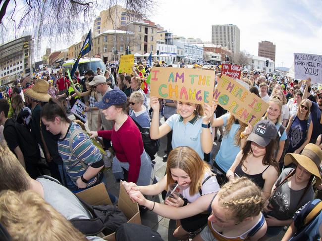 Climate strike rally in Hobart. Picture: RICHARD JUPE