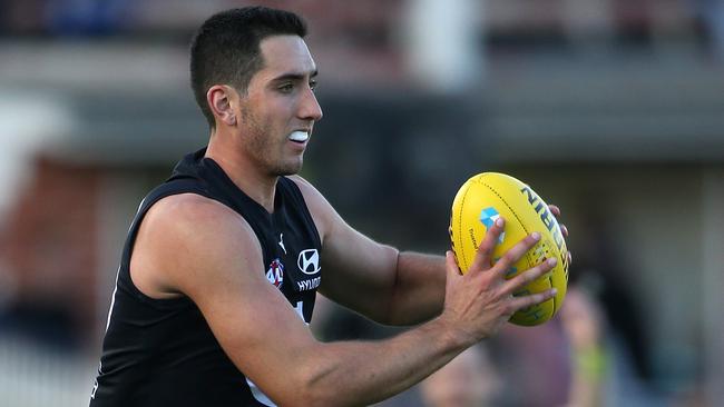 Jacob Weitering kept Richmond forward Tom Lynch goalless last Thursday night. Picture: AAP