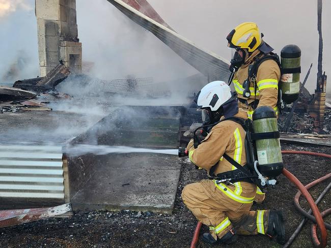 House destroyed by fire on Butler street , Kongorong . Picture: CFS