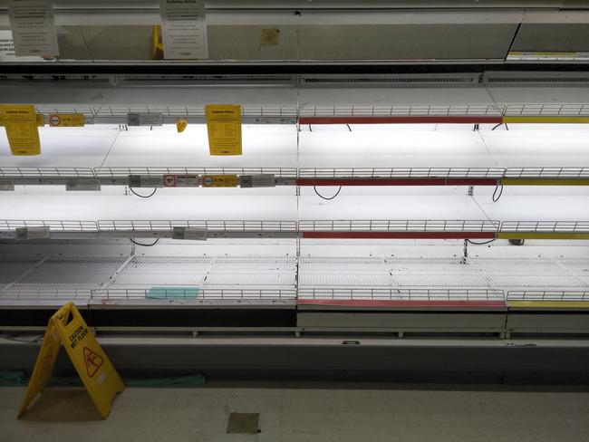 Meat shelves have been stripped bare at Coles Croydon.