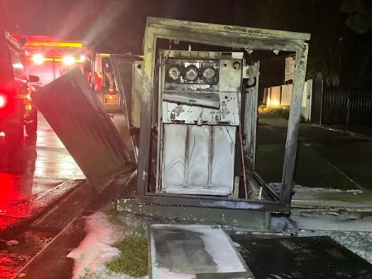 The substation after firefighters extinguished the blaze. Picture: Ausgrid