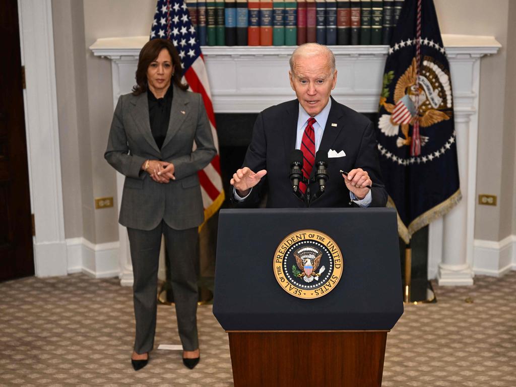 US President Joe Biden with Vice President Kamala Harris. Picture: Jim Watson/AFP