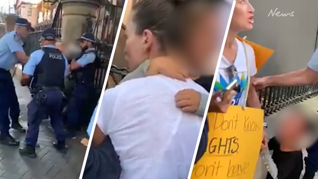 Anti-lockdown protester arrested in front of young boy