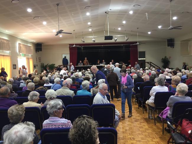 Earle Haven residents at the meeting this morning. Picture: Greg Stolz