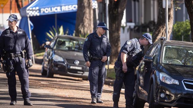 Police at the crime scene on Henry St, Lewisham Saturday morning. Picture: Julian Andrews