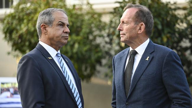 Tony Abbott and Israel's ambassador to Australia Amir Maimon. Picture: NewsWire / Martin Ollman