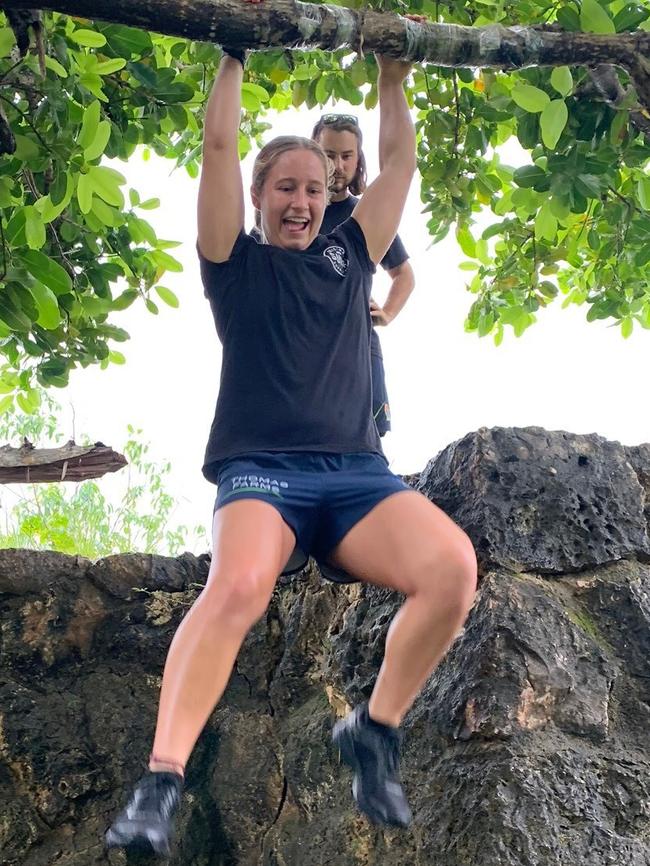 Crows AFLW and South Adelaide SANFLW midfielder Nikki Gore in Nauru. Picture - Supplied, Adelaide Crows