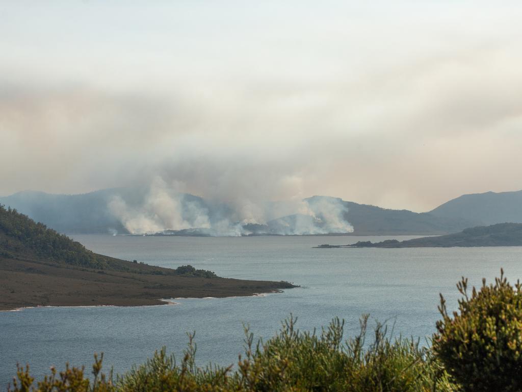 Bushfire in Tasmania’s South-West Wilderness World Heritage Area. Picture: LYNDSEY EVANS