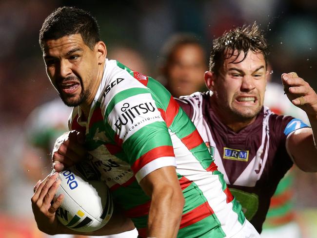 Rabbit-oh's Cody Walker makes a break against the Sea Eagles. Picture Gregg Porteous