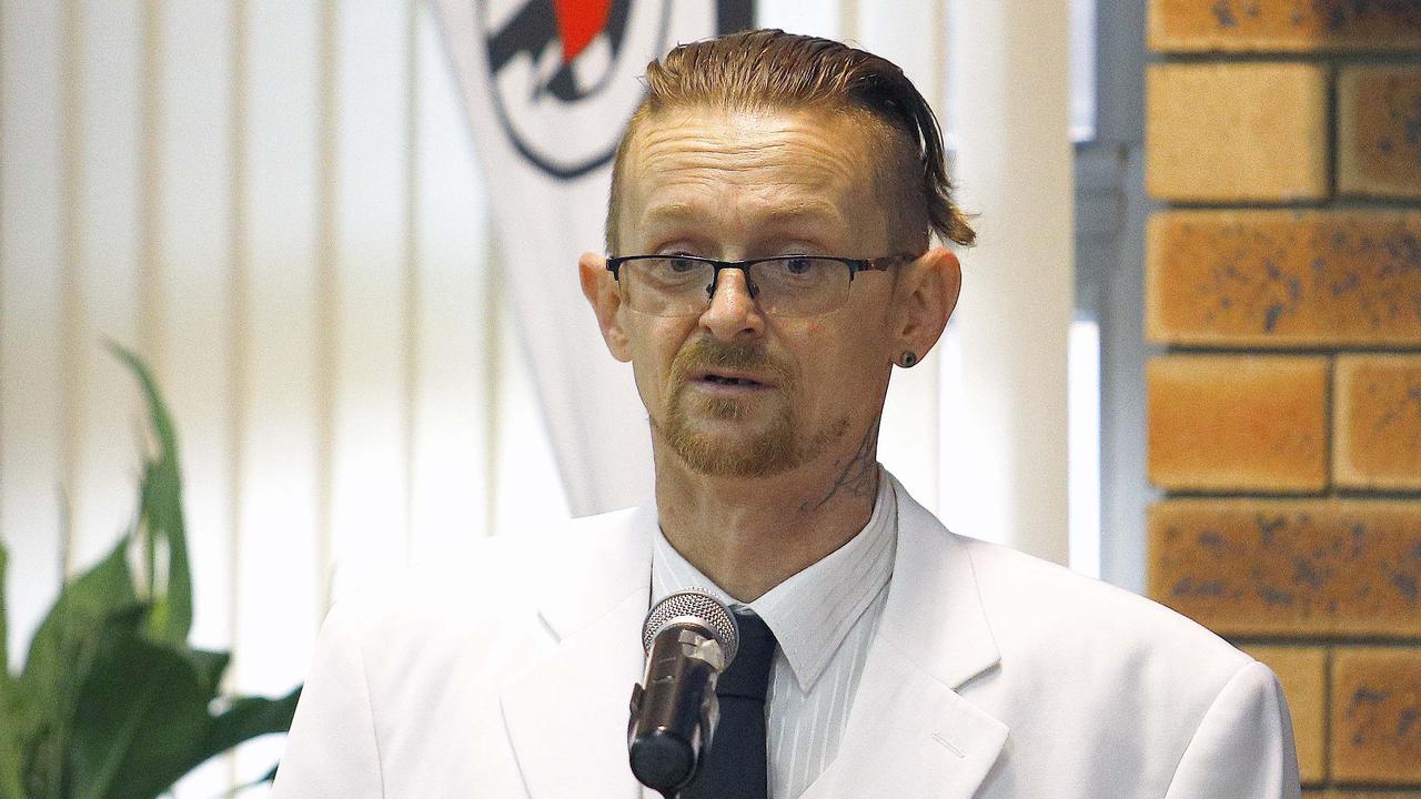 Friends and family attend the funeral of well-known Gold Coast man Ian Gal at Nerang Uniting Church on Thursday morning. Picture: Tertius Pickard