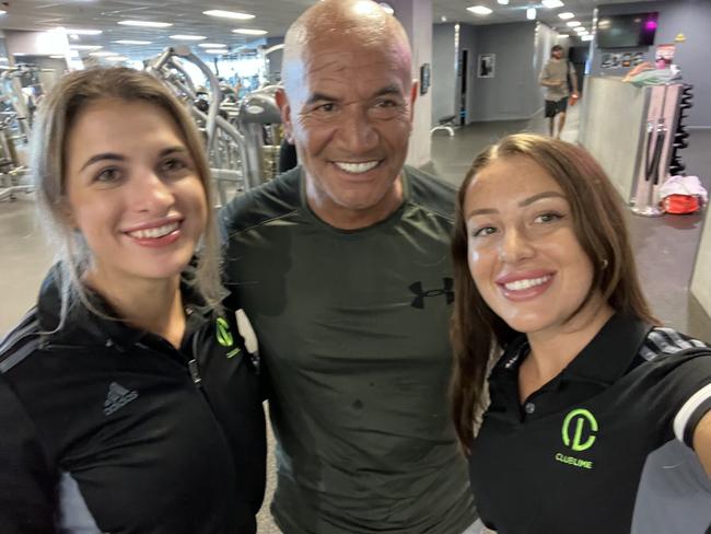 Angel Useini, Temuera Morrison, Evangeline Vece at Club Lime Broadbeach. Picture: Supplied